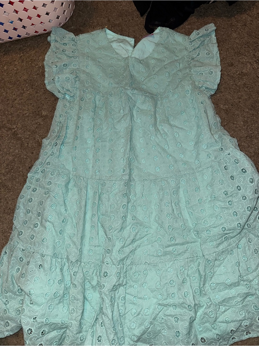 Pink Lily Mint Eyelet Tiered Ruffle Dress